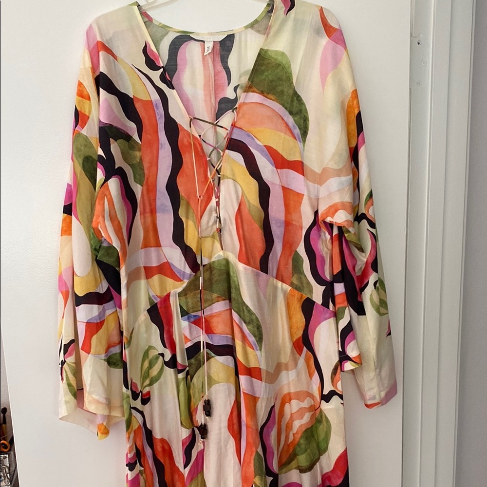 H&M Pink and Green Graphic Tunic with Relaxed Style